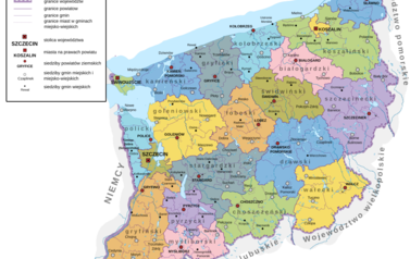 mapa wojew&oacute;dztwo zachodniopomorskie