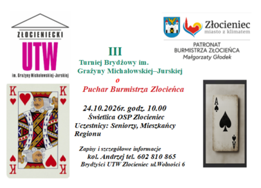 III Turniej Brydżowy im. Grażyny Michałowskiej-Jurskiej o Puchar Burmistrza Złocieńca