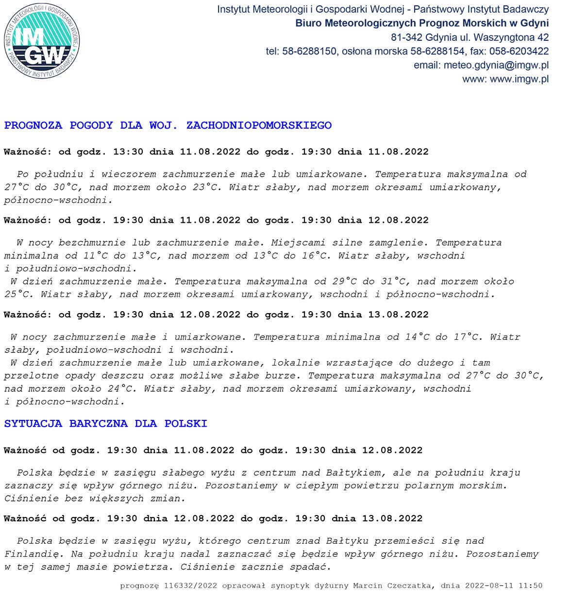 Komunikat IMGW