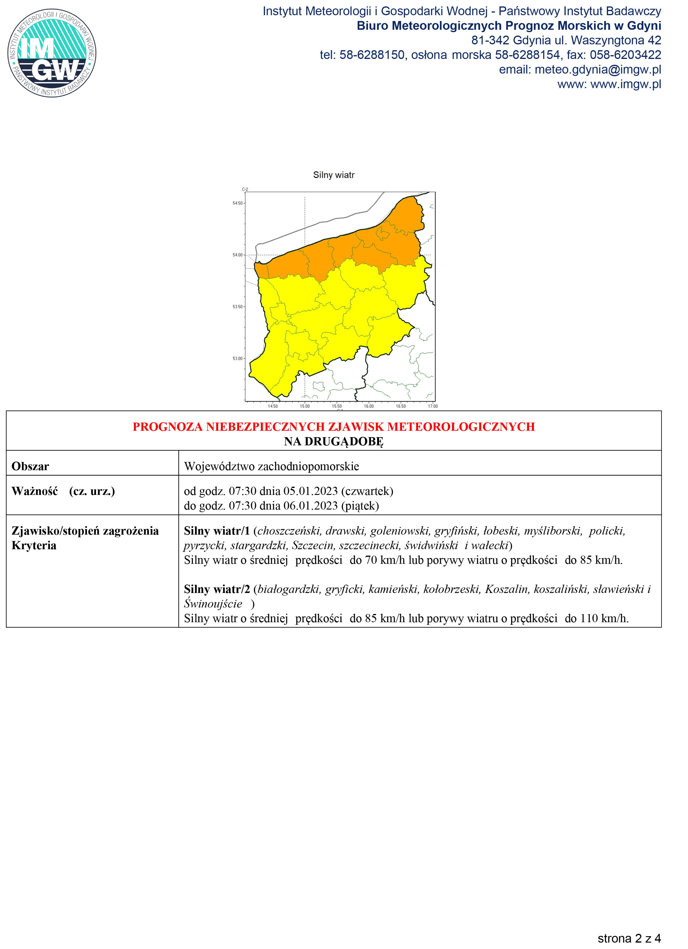 Ostrzeżenie meteorologiczne - intensywne opady deszczu i silny wiatr