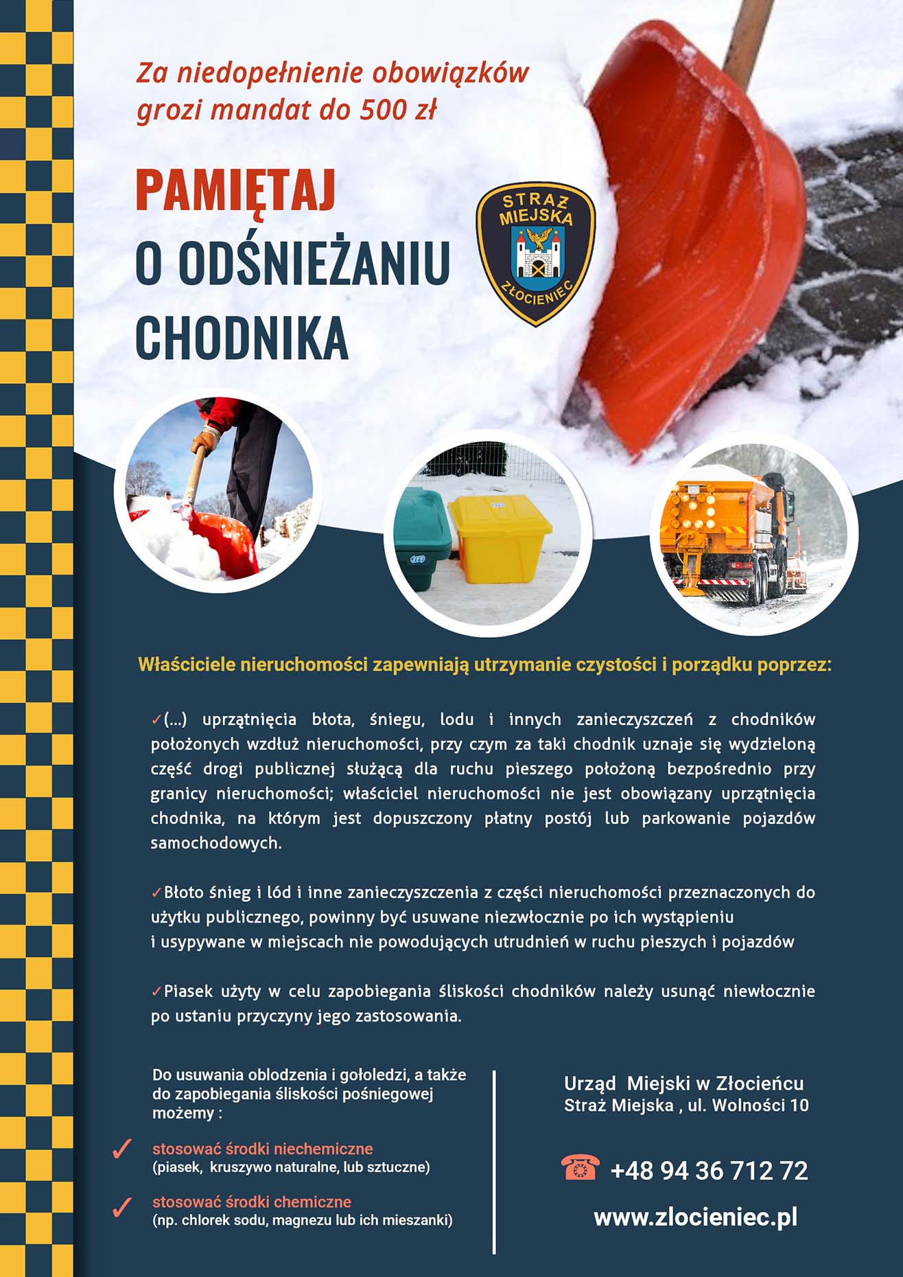 Pamiętaj o odśnieżaniu chodnika!