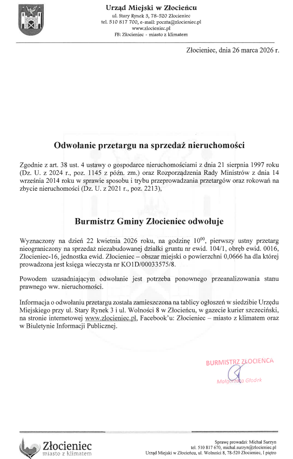 Odwołanie przetargu