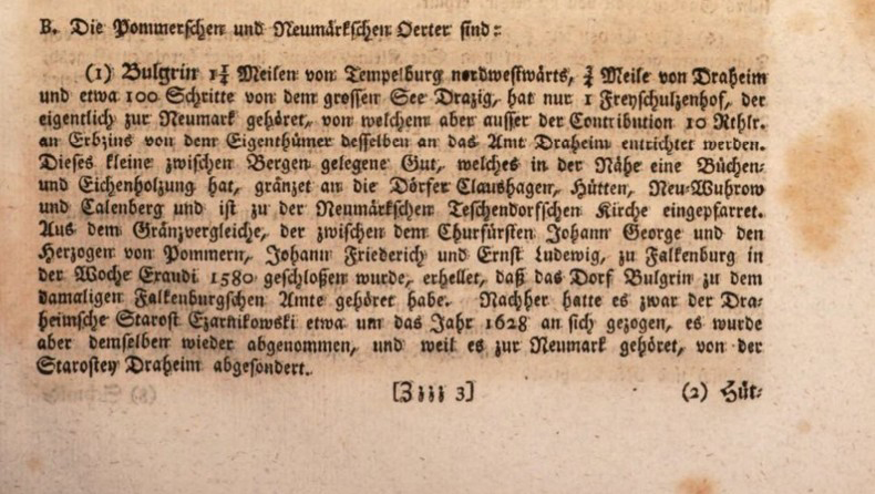Opis wsi Bulgrin w dziele Bruegemanna z 1784 r. Opis wsi Bulgrin w dziele Bruegemanna z 1784 r.