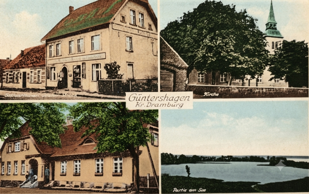 Gospoda Karla Neitzela, kościół, nowa szkoła i jezioro Lubie Gospoda Karla Neitzela, kościół, nowa szkoła i jezioro Lubie
