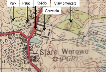Mapa Starego Worowa z 1950 r. Mapa Starego Worowa z 1950 r.