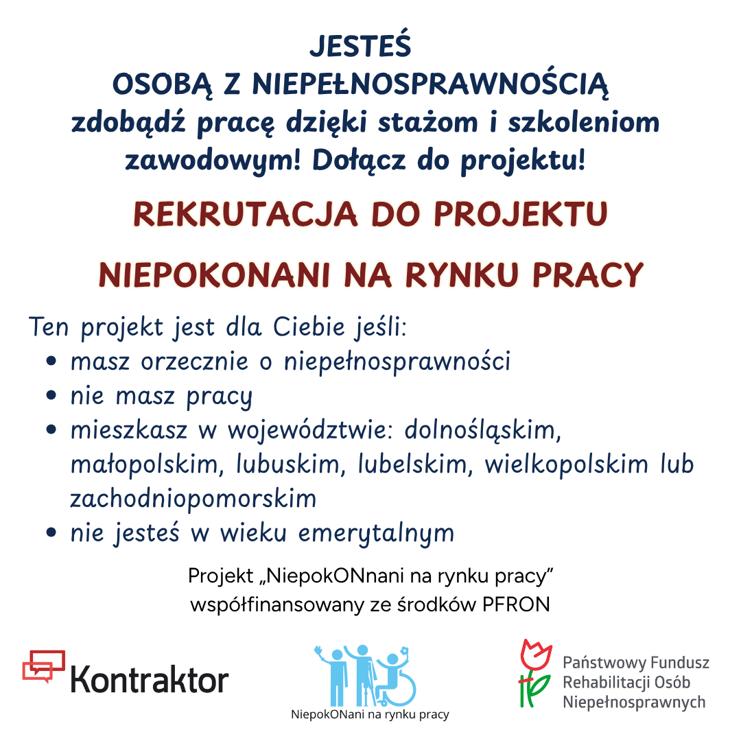Rekrutacja do projektu "NiepokONani na rynku pracy"