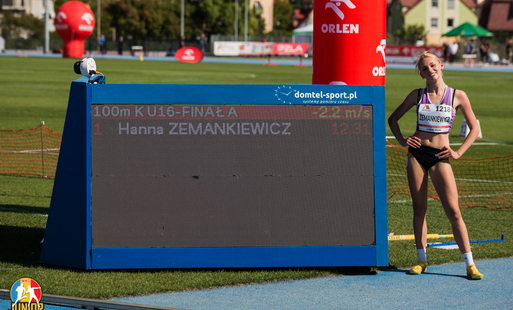 Zdjęcie do Hanna Zemankiewicz Mistrzynią Polski U16 w biegu na 100 metr&oacute;w!